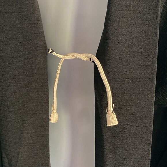 Japanese Style Black Kimono with Interior Tie One Size Sand Dollar Logo - Picture 10 of 11